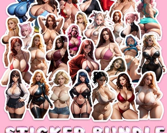 Paquete de pegatinas de anime Waifu: 30 calcomanías de chicas tentadoras