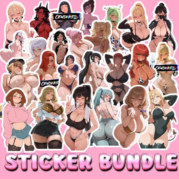 Anime Waifu Sticker Bundle – Playful & Flirty Kawaii Decals (Laptop, Journal)