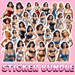 Pinup Waifu Sticker Pack - 30 Aufkleber mit wunderschönen Pinup Girl Abziehbildern für Laptops, Wasserflaschen und mehr