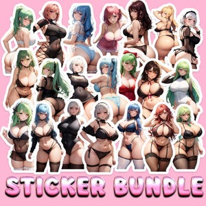 Sexy Anime Girl Aufkleber - Ecchi Waifu 30 Aufkleber - Dessous & Strümpfe Aufkleber Kawaii Lewd Anime Aufkleber für Laptop, Journal, Geschenk