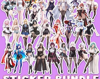 Elegant Dom Waifu Stickers - Sexy Anime Girls, Thigh Highs - 30 Piece Set