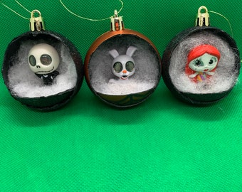 Pesadilla antes de Navidad Jack, Sally y cero adornos navideños