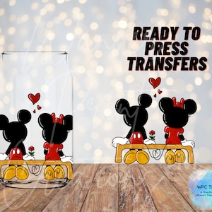 Valentines Mouse  Libbey Glass Sublimation Transfer  print out, Ready to Press, Coffee glass can ,Valentines Day, Hearts, Glass can wrap