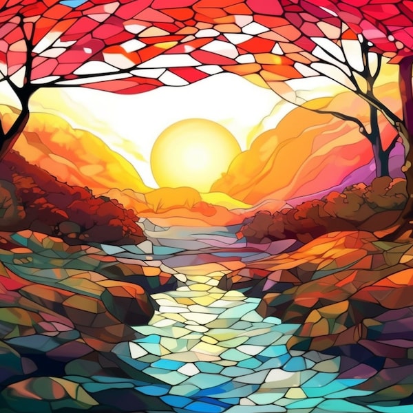 10 Landscape Art - Sunrise Forest Landscape for Perfect for Youtube Music cover and LOFI AR 16:9