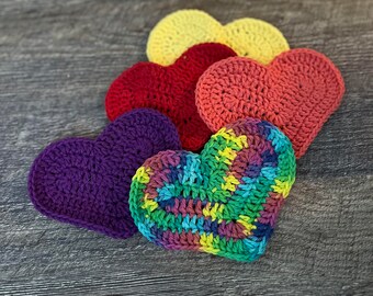 Heart Coaster Crochet- PATTERN, Handmade crochet, cotton, reusable, great gift, 1 hour crochet!