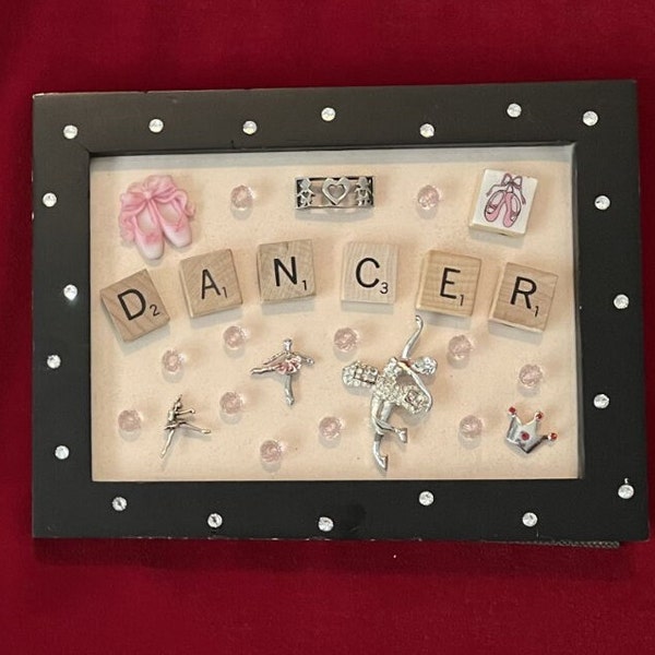 Scrabble Tile and Jewelry Art Picture - "Dancer"