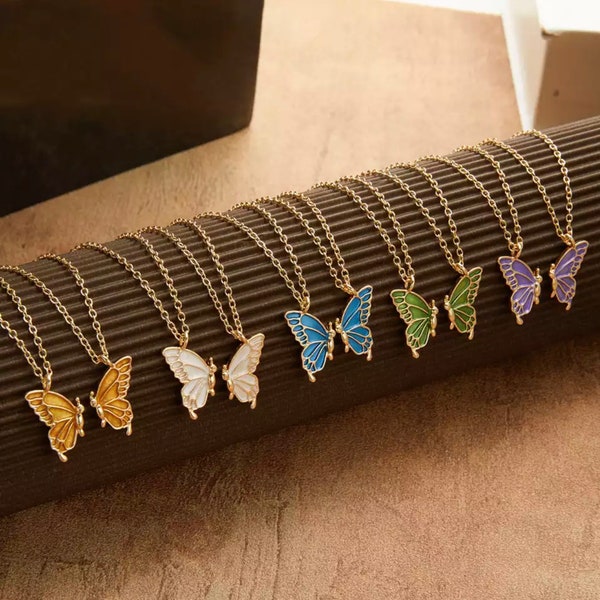 2 PC Butterfly Friendship Necklace