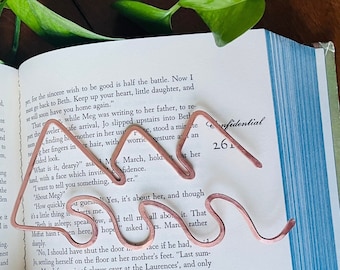 Ocean Waves Mountain Bookmark | Handmade Salvaged Copper Wire Line Art | Notebook Stationary | Book Jewelry | Reading Journal Accessories