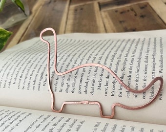 Dinosaur Bookmark | Handmade Salvaged Copper Wire Line Art | Reading Accessories | Journal Diary Notebook Stationary | Bookworm Gift Bookish