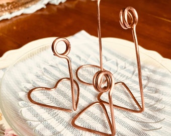 Place Card Holder | Name Card Holder | Handmade Design Salvaged Copper Wire | Rustic Photo Holder | Rustic Wedding Event Table Decor Holder