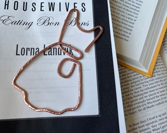 Housewife Dress Bookmark | Handmade Copper Wire Line Art | Bookworm Gift | Journal Notebook Accessories | Reading Stationary | Minimalist