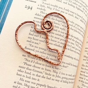Heart Bookmark | Handmade Salvaged Copper Wire Line Art | Book Jewelry | Reading Journal Accessories | Notebook Stationary | Broken Heart