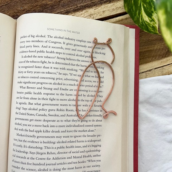 Owl Bookmark | Handmade Salvaged Copper Wire Line Art | Reading Accessories | Journal Notebook Diary Stationary | Bookworm Gift Book Jewelry