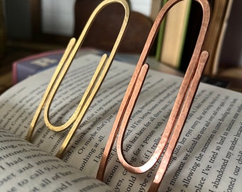 Jumbo Paperclip Bookmark | Handmade Copper or Brass Bookmark | Book Stationary | Book Accessories | Bookworm Gift | Journal Accessories
