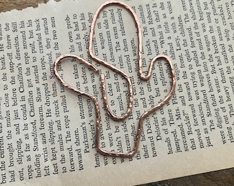 Cactus Bookmark | Handmade Salvaged Copper Wire Line Art | Bookworm Gift | Reading Accessories | Notebook Adventure Journal Stationary