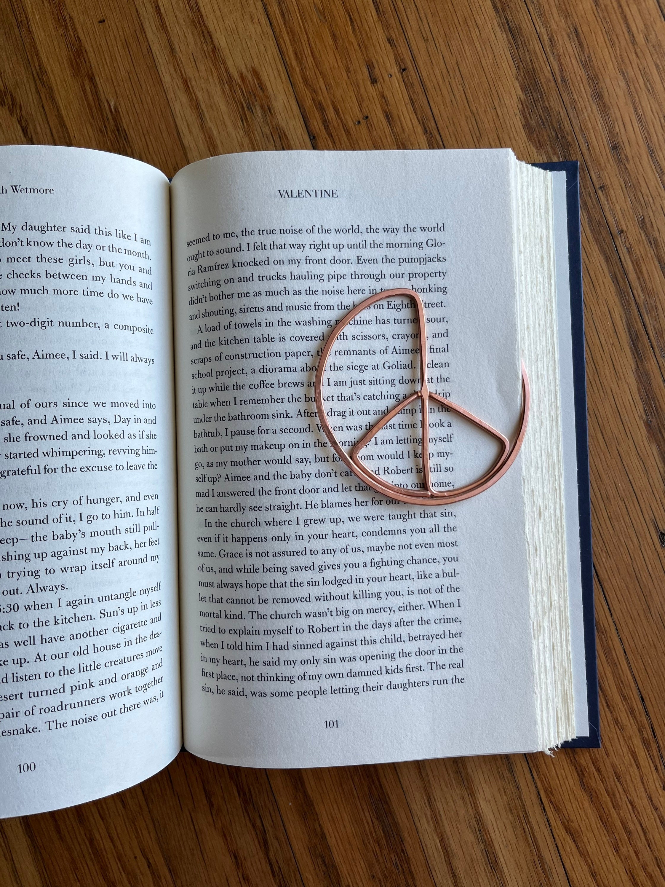 Copper Peace Sign Handmade Bookmark: Retro Book Lover Gift Reading ...
