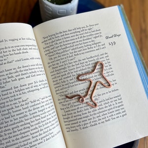 Air Plane Bookmark Handmade Copper Wire Art Airplane Traveler Gift Reading Accessories Notebook Journal Stationary Bookworm Gift image 3