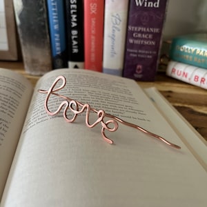Love Bookmark | Love Book Hook | Handmade Salvaged Copper Wire Line Art | Reading Journal Accessories | Notebook Stationary | Book Jewelry