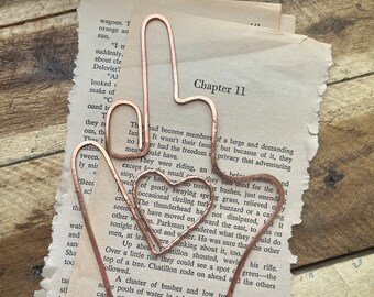 Love Hate Bookmark | Heart Bookmark | Rustic Handmade Copper Bookmark | Wire Line Art | Bookworm Gift | Book Accessories | Book Stationary