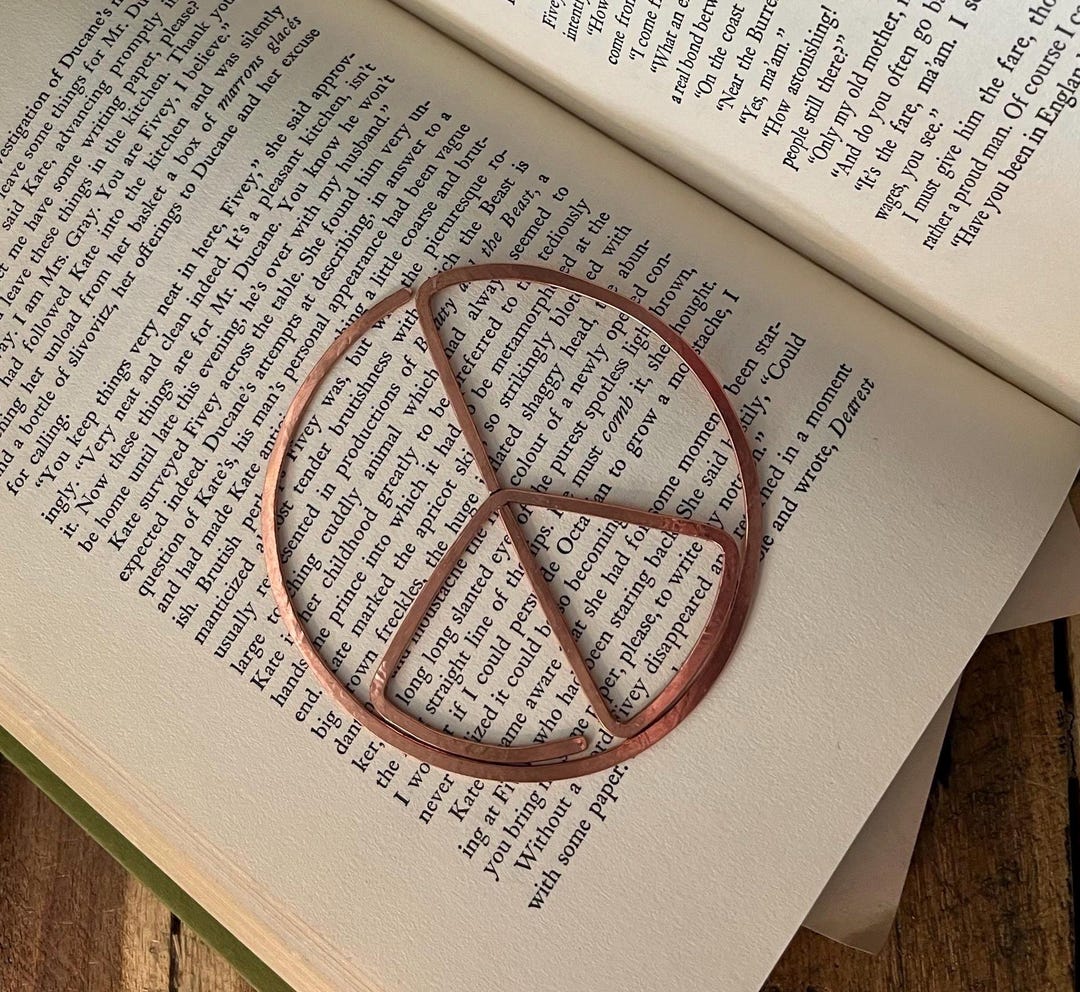 Copper Peace Sign Handmade Bookmark: Retro Book Lover Gift Reading ...