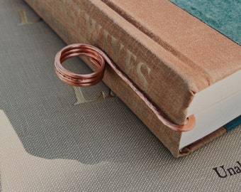 Book Holder Ring Bookmark Copper or Brass | Handmade using Salvaged Wire | Book Jewelry | Reading Accessories Supplies | Notebook Stationary