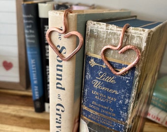 Heart Bookmark | Love Book Hook | Handmade Salvaged Copper Wire Line Art | Reading Journal Accessories | Notebook Stationary | Book Jewelry