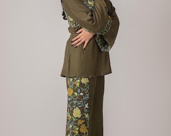 Pantalones palazzo con hojas de arce Autumn Breeze