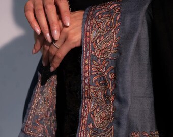 Grey Black Imperial Threads Cashmere Shawl
