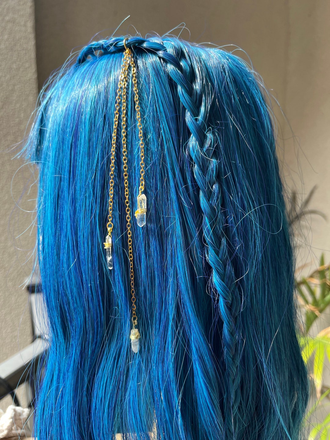 Three Crystal Dangle Hair Chain Braid Hair Accessory hair Etsy