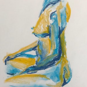 Fluid | 14x17 | Abenteuer Kunstwerk | Figurenzeichnungen | NY Art | Brooklyn | Person Zeichnung | Hauskunst | Geburtstagskunst | Kunst Geschenk
