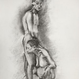 Codepend | 11x14 | Abenteuer Kunstwerk | Figurenzeichnungen | NY Art | Brooklyn | Person Zeichnung | Hauskunst | Geburtstagskunst | Kunst Geschenk