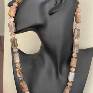 Polished Chocolate Moonstone Beads Necklace | Faceted Tube Gemstone Jewelry | Stunning Chocolate Moonstone Beads Necklace Polished  Jewelry