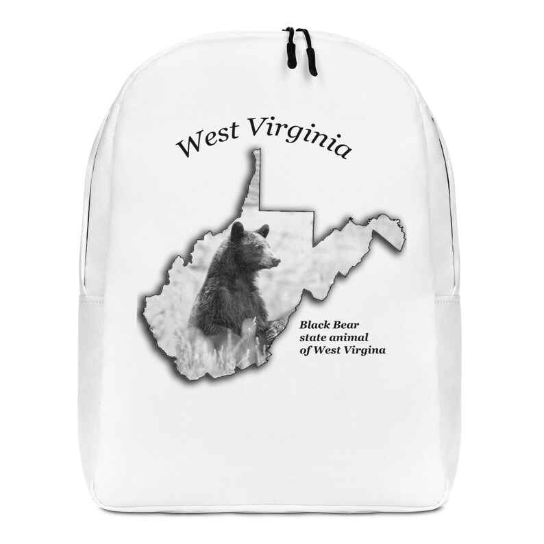 Minimalist Backpack, Personalized West Virginia State Animal, Black