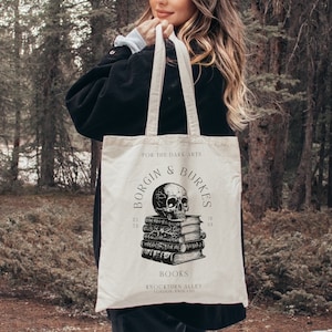 Borgin & Burkes Books Tote Bag | Wizarding, Canvas Tote, Bookish Tote Bag, Dramione, Death Eater Tote Bag, Wizardry, Dramione Tote