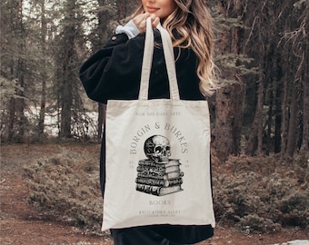 Borgin & Burkes Books Tote Bag | Wizarding, Canvas Tote, Bookish Tote Bag, Dramione, Death Eater Tote Bag, Wizardry, Dramione Tote