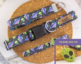 Get in Loser | Alien UFO Dog Collar, 90s Boy Cat Collar, Breakaway Cat Collar, Custom Martingale Collar, Matching Key Fob Wristlet