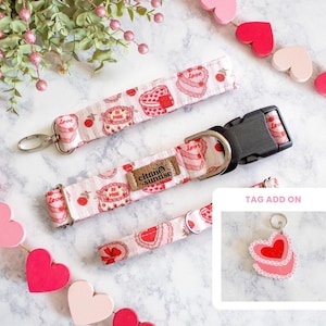Piece of Cake | Cake Aesthetic Dog Collar, Girly Breakaway Safety Cat Collar, Martingale with Buckle, Queer Owned, Heart Shaped Cake ID Tag