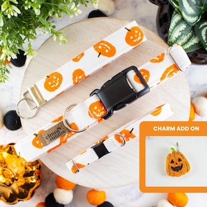 Jack-o-lantern | Halloween Dog Collar, Pumpkin Breakaway Cat Collar, Glow in the Dark Pet Collar, Key Fob Wristlet, Pumpkin Dog Tag