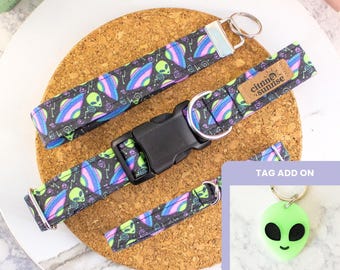 Get in Loser | Alien UFO Dog Collar, 90s Boy Cat Collar, Breakaway Cat Collar, Custom Martingale Collar, Matching Key Fob Wristlet
