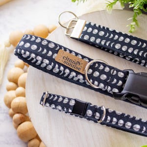 Luna | Moon Phase Dog Collar, Halloween Cat Collar, Witch Breakaway Cat Collar, Custom Martingale Dog Collar, Key Fob, Cauldron Dog Charm image 2