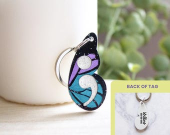 Keep Going | Suicide Prevention Awareness, Teal Monarch Butterfly, Mental Health Pet Tag, Affirmation Cat Tag, Pet ID Tag, Custom Pet Tag