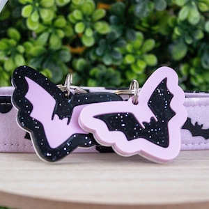 Baby Bat | Pastel Goth Dog Collar, Halloween Cat Collar, Breakaway Cat Collar, Spooky Martingale Collar, Bat Key Wristlet, Halloween Pet Tag bild 2