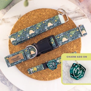 Dino Mite! | Dinosaur Dog Collar, Green Plant Boy Cat Collar, Breakaway Cat Collar, Custom Martingale Collar, Matching Key Fob Wristlet