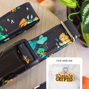Local Cryptid | Halloween Dog Collar, Bigfoot Cat Collar, Loch Ness Monster Breakaway Cat Collar, Mothman Martingale Dog Collar, Dog Tag