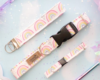 Angel Baby | Y2K Rainbow Dog Collar, Cute Aesthetic Breakaway Cat Collar, Pretty Girl Handmade Pet Collar, Match Your Dog, Key Fob Wristlet