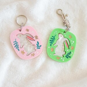 Bunny Love | Cute Spring Pet ID Tag, Rabbit ID Tag, Gift for Easter, Custom Cat Acrylic Tag, Personalized Name Tag, Queer Owned Business