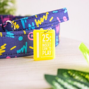 Player One | 90s Nostalgia Dog Collar, Arcade Gamer Cat Collar, Breakaway Cat Collar, Handmade Pet Collar, Match Your Dog, Key Fob Wristlet image 2