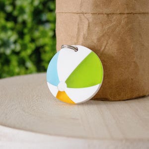 Beach Ball Pet ID Tag – Summer Personalized Dog or Cat Name Tag | Teenage Dirtbag