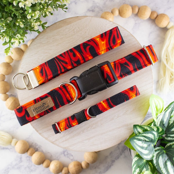 Flavortown | Fire Dog Collar, Flame Cat Collar, Breakaway Boy Cat Collar, Custom Martingale Collar, Key Fob Wristlet, Boy Dog Collar