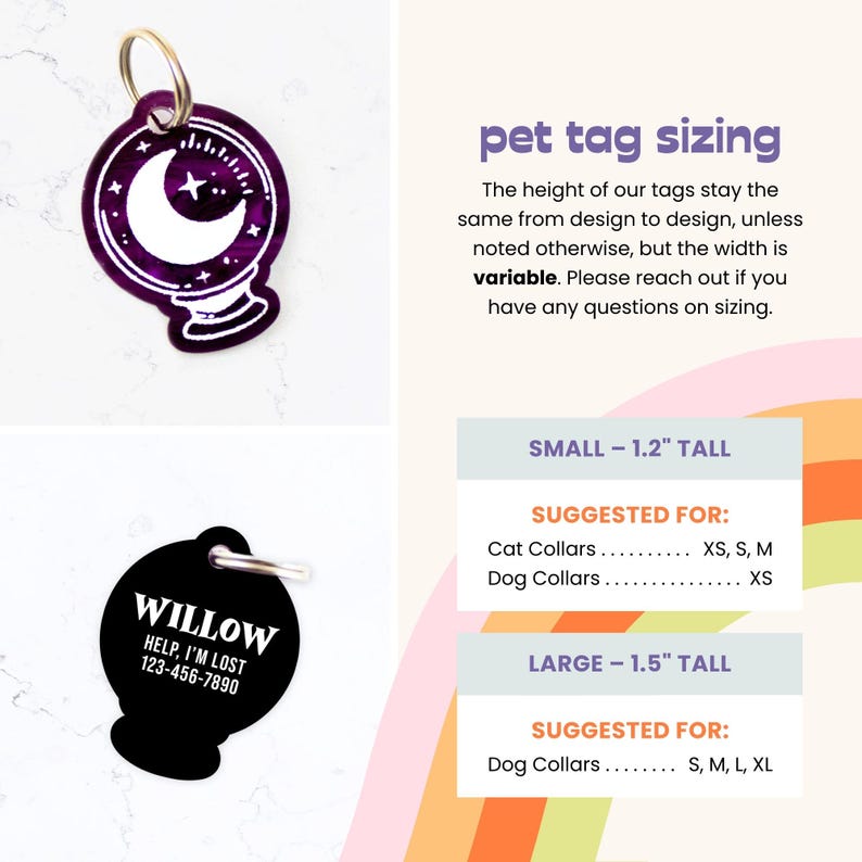 Collar para perro con adivinación/cartas del tarot, collar para gato de Halloween, collar de seguridad para gato, collar martingale personalizado, llavero, dije de bola de cristal imagen 2